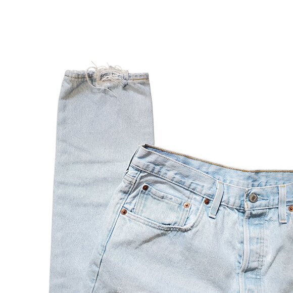 Levi’s 501 Light Wash Button Fly Skinny Distressed High Rise Jeans Size 31x30 - Picture 8 of 16